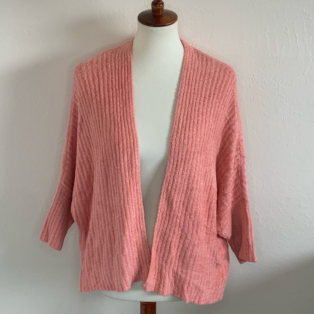 Barefoot Dreams Size S/M CozyChic Lite Ribbed Shrug Cardigan Coral
